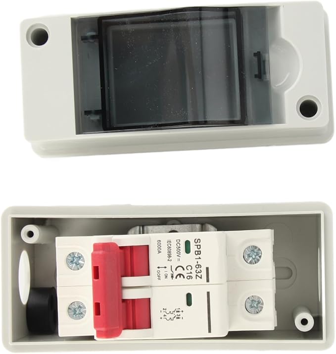 Miniature Circuit Breaker 16A DC500V for Solar Panels Outdoor Disconnect Switch IP65 Rated DIN Rail Enclosure RV Breaker Box