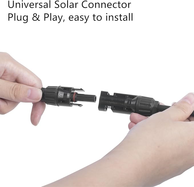 2 Pairs of 2 to 1 Solar Panel Connectors Y Branch Universal 10 AWG Solar Connectors (Red & Black)