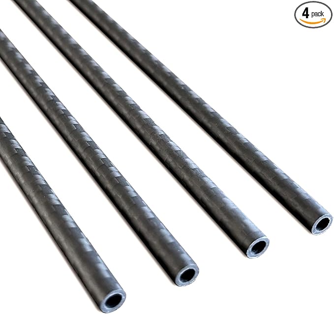 4pcs Carbon Fiber Tube 6mmx4mmx350mm,8/10/12/16/22/25/30mm Available, 3K roll Wrapped Twill Matte Finish.
