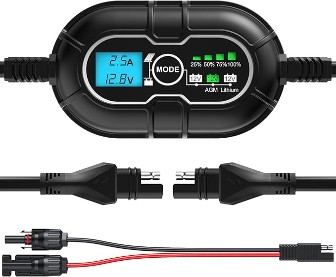 SUNER POWER 10 Amp 12V MPPT Solar Charge Controller, LCD Display + State-of-Charge, 10A Solar Panel Regulator with Temp Sensor for 12Volt Lead-Acid, AGM, Gel, Flooded and Lithium LiFePO4 Battery