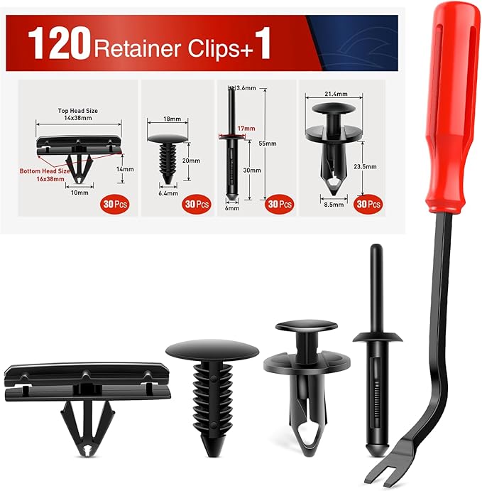 Nilight 121PCS Fender Flare & Rocker Moulding Clip Assortment 6506007-AA 6030441 68039280-AA 6503598 Replacement for Jeep Wrangler Chrysler Ford GMC with Fastener Remover