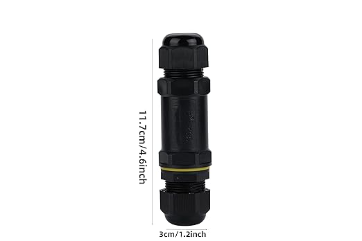 IP68 Waterproof Junction Box Outdoor I-Shape 2way 5Pin (AC450v,32A) M25 Wire Range(8-12mm) Electrical Cable Connector,Suitable for Repair and Extend Power Cables,UL（2Pack）