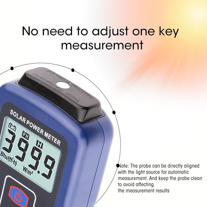 Solar Power Meter Digital Handheld Irradiance Tester for Sunlight Radiation PV Solar Panel Installation Photovoltaic Testing