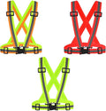 3Pcs Reflective Running Vest, Adjustable Elastic Straps Lightweight 360°High Visibility for Outdoor Walking, Jogging