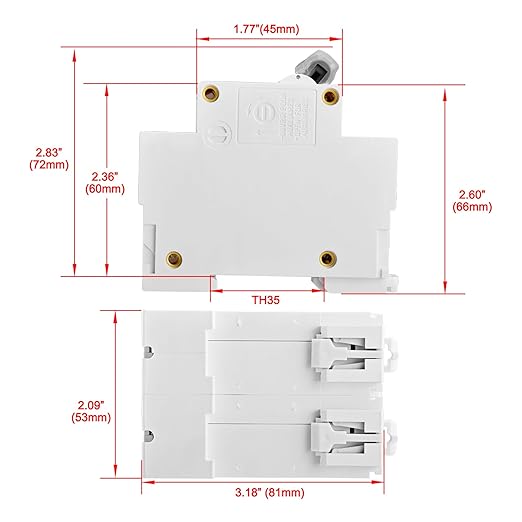 Heschen Solar Panel Circuit Breaker, HSB6C-DC, 2 Poles, DC500V 80A, Current Rating 80.0 amps, for Solar PV System Grid System