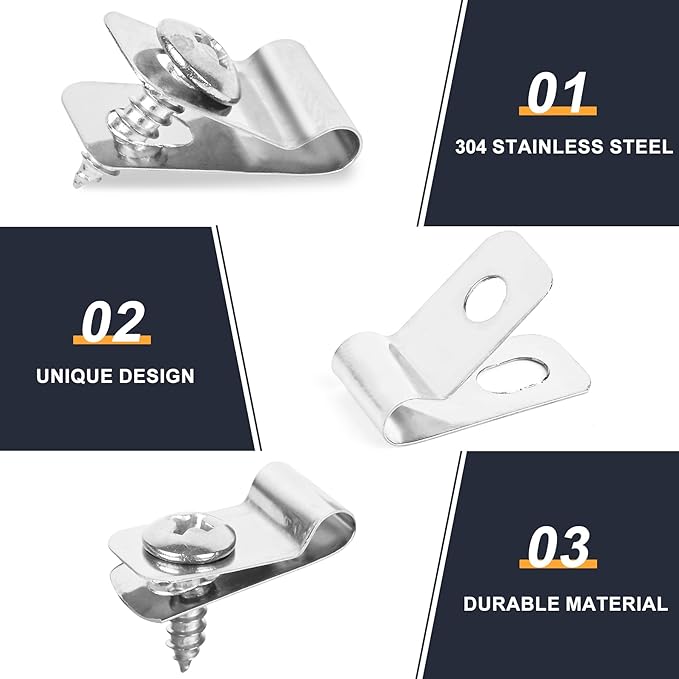 120 Pcs Fence Wire Clamps Stainless Steel Fencing Mounting Clips With120 Pcs Stainless Steel Screws for 12-16 Gauge Welded Wire to Wood, Metal or Vinyl Fence(X120 Kit)