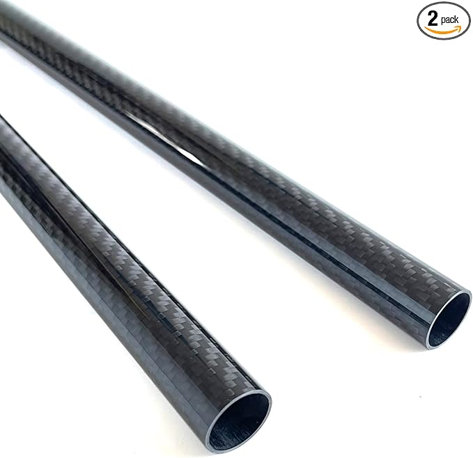 2pcs Carbon Fiber Tube 20mmx18mmx420mm 3K roll Wrapped Twill Glossy Finish