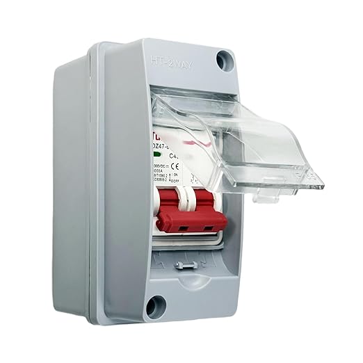 DC Miniature Circuit Breaker 1000V, IP65 Waterproof PV Solar DC Disconnect Switch with DIN Rail Enclosure, Solar Panel Disconnect Switch for Solar PV System (40A)