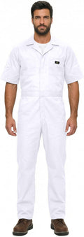 Natural Uniforms Mens Short Sleeve Zip Up Coverall, Stain and Wrinkle Resistant (White, X-Small Tall)