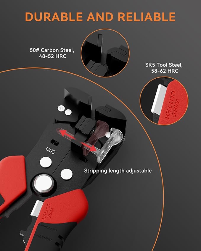 Self Adjusting Wire Stripper, ULEEY 3 in 1 Automatic Wire Stripper/Cutter/Crimping Tool for 9-20 AWG Cables