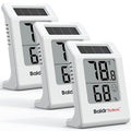 BaldrTherm 2.2'' Digital Thermometer and Hygrometer Meter, Solar-Powered Indoor Temperature Sensor Humidity Monitor, Humidity Gauge for Baby Rooms, Bedrooms, Home, Office, and Wine Cellars, 3Pack