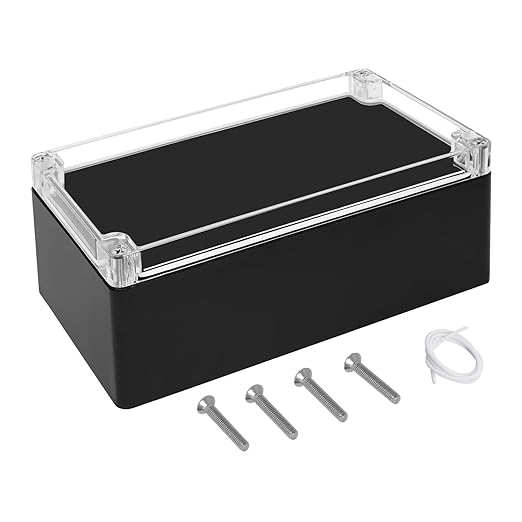 LeMotech Project Box ABS Plastic IP65 Waterproof Dustproof Electrical Junction Box with Clear Cover Outdoor Enclosure for Electronics, Black 7.8"x 4.7"x 2.9"(200x120x75mm)(Pack of 1)