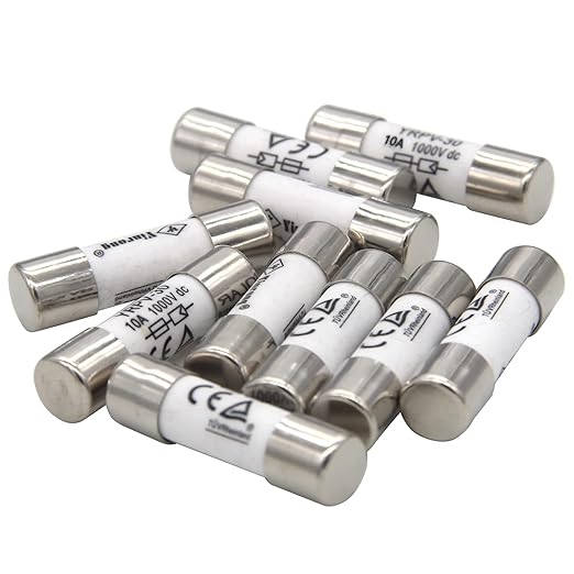 ZOOKOTO 10 Pcs 10x38mm 1000V DC Solar PV Photovoltaic Fuse 10A in line Fuse 10A UL:1000V DC In20A/40.3kA