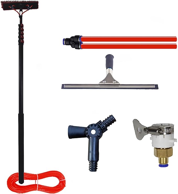 Extendable Water Fed Solar Panel Cleaner, 10.8M Solar Panel Cleaning Equipment, 55Cm Water Fed Telescopic Brush for Cleaning Photovoltaic and Solar Panels Black,B,Brush 55cm,3.6m / 12ft