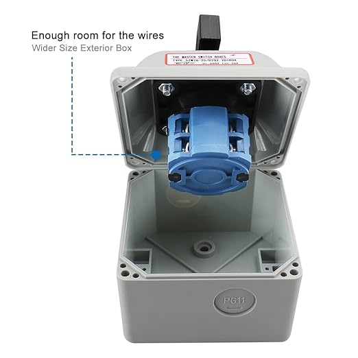 Baomain Universal Rotary Changeover Switch SZW26-20/D202.2D-L with Wider&Higher Master Switch Exterior Box 660V 20A 3 Position 2 Phase (3.15" x 3.15" x 4.84")