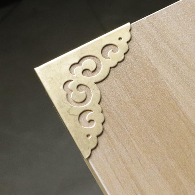 4Pcs Table Corner Protectors, 2.6"x2.6" Gold Metal Corner Protector, Coffe Table Corner Guards, Anti Scratch Table Corner Edge, Decorative Corners for Furniture Boxe Cabinet Prevents Damaged