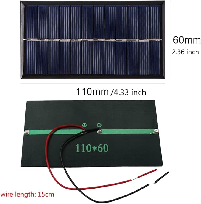 Delinx 4Pcs 5V 6V 1W Mini Solar Panels for Solar Power Mini Solar Cells Outdoor Electric Charging Materials Photovoltaic Cells DIY System Kits 4.3"x2.36"