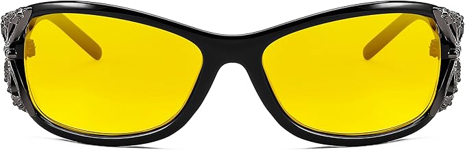 FEISEDY Classic Womens Night Glasses Driving Anti Glare Wrap Around Yellow Sunglasses B2548