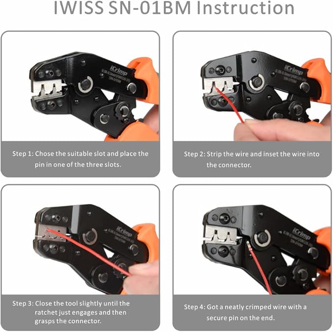 iCrimp XH2.0mm XH2.54mm XH3.96mm Dupont D-Sub Terminals JST Pin Crimper SN-01BM Crimping Tools for Crimper Plier for AWG 28-20 （0.08-0.5mm2）