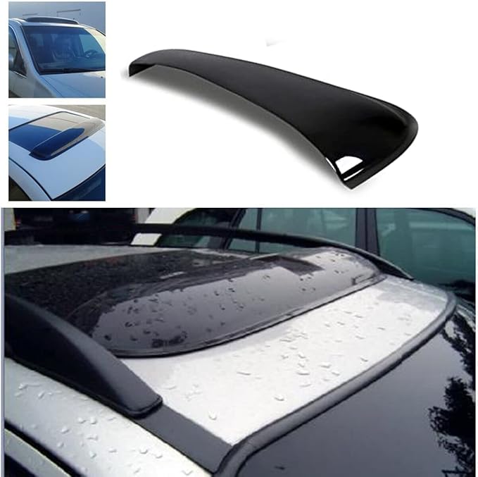 Original 38inch Universal Fit Rain Snow Guard Sun Roof Wind Deflector,1pc Tape-On Dark Smoke Tint Auto Moonroof Window Visor RN98