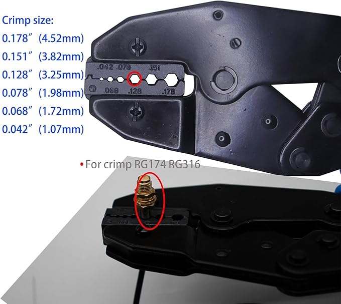 SMA cable crimping tool and 10pcs SMA male to female connectors for RG174 RG316 wifi antenna extension cable