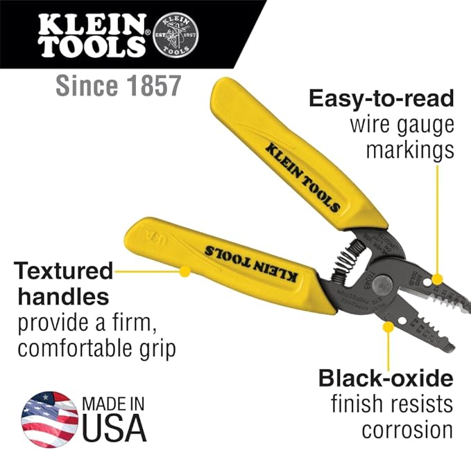 Klein Tools 11048 Dual Wire Stripper Cutter for Solid Wire, Made in USA
