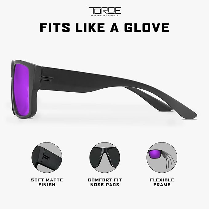 TOROE Z87+ Polarized Safety Sunglasses Matte Black TR90 Frame, ANSI Rated Lens