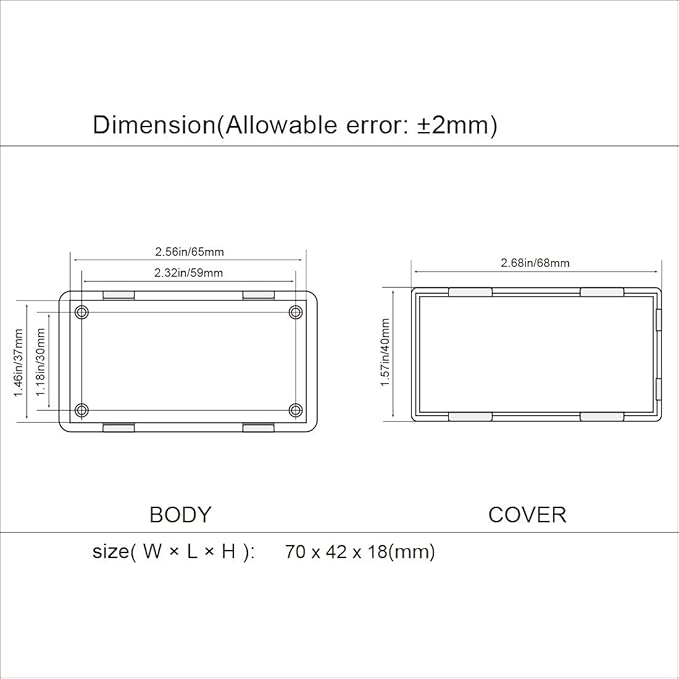 LeMotech Project Box, 5 Pieces ABS Electrical Box Small Junction Box for Electronics PCB Case,Electronic Hobby Box Black, Outside Size 2.8 x 1.7 x 0.7 inch (70x 42x 18 mm)