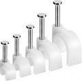 Bates Cable Clips with Steel Nails - White, 360 pcs, 4mm-10mm, Universal Cable Clips