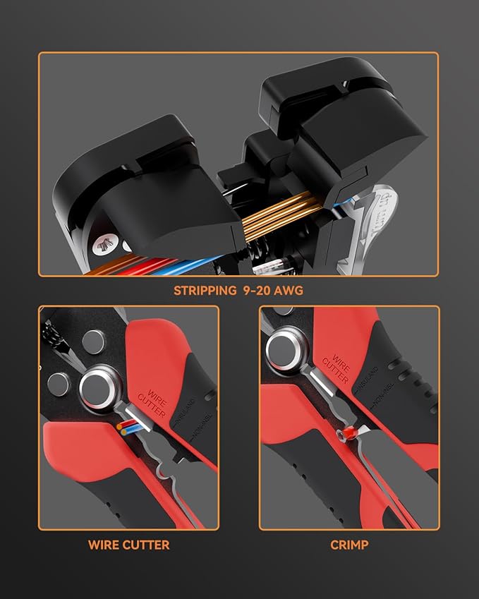 Self Adjusting Wire Stripper, ULEEY 3 in 1 Automatic Wire Stripper/Cutter/Crimping Tool for 9-20 AWG Cables