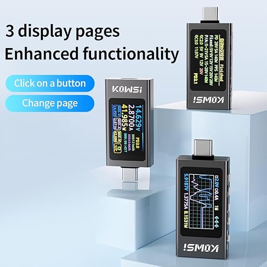 Diymore USB C Tester USB C Power Meter Tester,Digital Multimeter with LCD Display,Digital Voltmeter Type C Voltage and Current Tester Fast Charging PD3.1 Protocol Testing,240W/40V/12A Capacity
