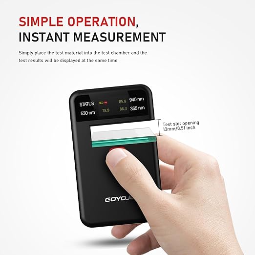 Tint Meter Inspector for Car Window, Portable Solar Tester Meter IR940nm/UV365nm/VLT530nm, with Data Locking and USB Charging Test Accuracy¡À2%,for Solar Film,Agricultural