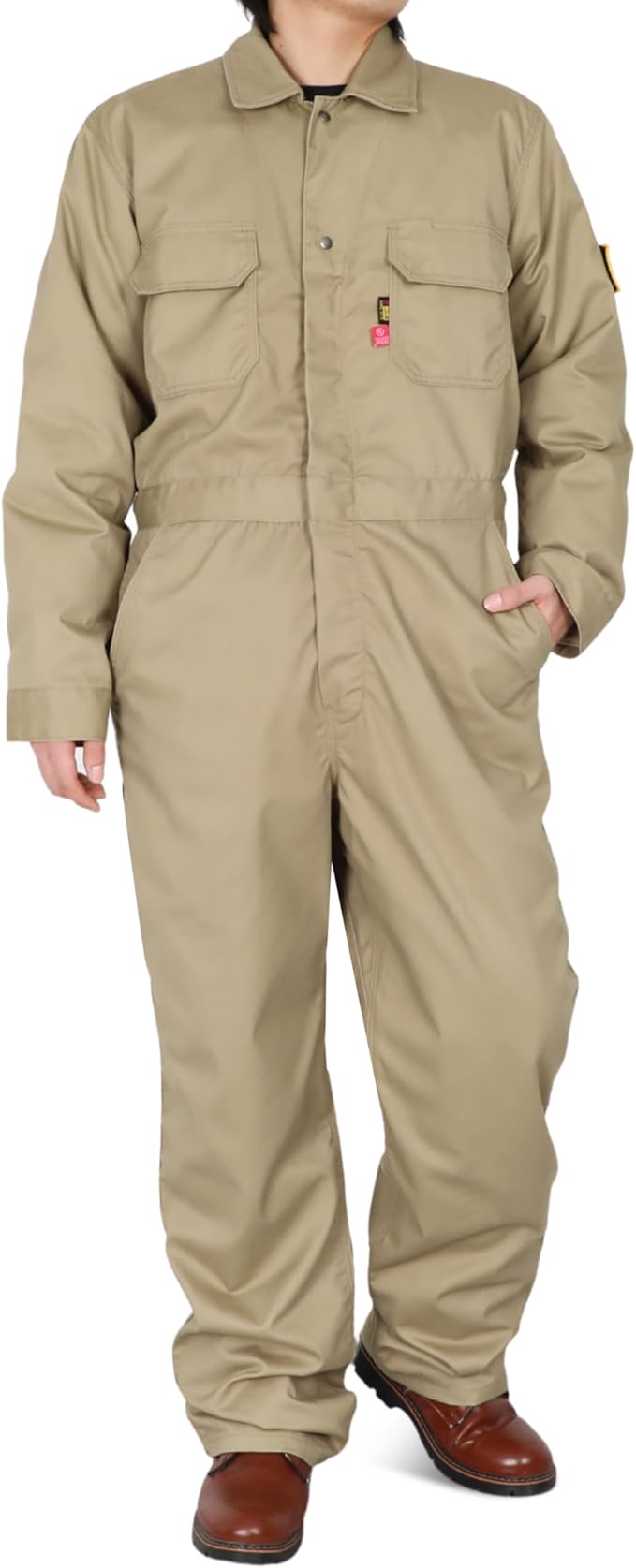 BOCOMAL FR Coveralls Men 7.5oz Cotton Twill Flame Resistant Fire Retardant Work Coverall NFPA 2112 HRC2