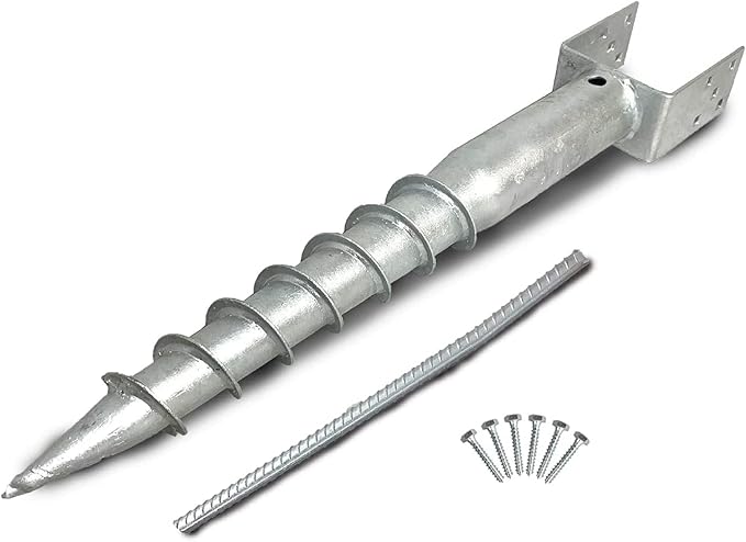 Ashman Ground Screw (4 Pack), No Dig, U-Model Screw in Post Stake - 27" Inch Long, Fits Standard 4x4 (3.5" X 3.5" Inch) Great for Mailbox Posts.