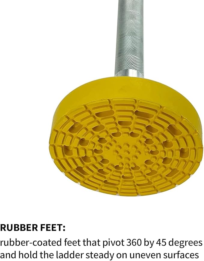 Ladder Stabilizer,Ladder Leveler Pair with Anti-Slip Rubber Feet, Adjustable Extension Ladders Leg Ground Leveler, with Anti-Slip Pattern Steel Pole, Ladders Accessories