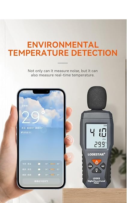 Decibel Meter, LD353 Digital Sound Level Meter with Backlit LCD Screen Auto Power off, 30-130dB Portable Audio Noise Volume Measure Device Sound Meter, Max/Min, Data Hold, Use for Home, Office, School