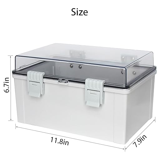 Junction Electrical Box, Outdoor Waterproof Electrical Box with Mounting Plate, ABS Plastic Engineering Enclosure Outdoor and Indoor Usage Project Box Clear 11.8"x7.8"x6.6"