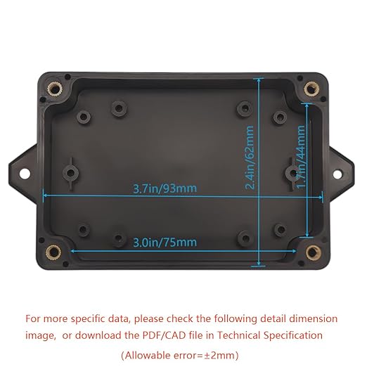 Zulkit Junction Box ABS Plastic Dustproof Waterproof IP65 Universal Electrical Boxes Project Enclosure with Fixed Ear Black 3.94 x 2.68 x 1.57 Inch (100 x 68 x 40 mm) (Pack of 2)