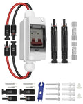 Solar Panel Disconnect Switch 32 Amp 500V DC Miniature Circuit Breaker with 15A Fuse PV Connector and IP65 Waterproof Box for Outdoor PV or AC Stystem