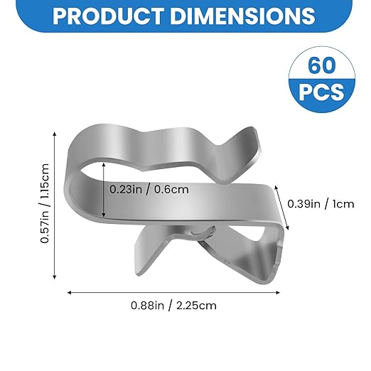 Aifeier ET 60Pcs Trailer Frame Wire Clips, 304 Stainless Steel Cable Clamps 23 mm Solar Panel Wire Clips Double Wire Clips Trailer Floor Clips for PV Wiring Boat Cable