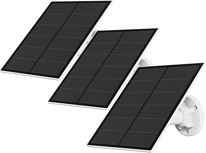 Solar Panel for Security Camera, 5W USB Solar Panel for Outdoor Rechargeable Battery Camera, Solar Panels with 9.8ft Cable, Adjustable Wall Mount, IP65 Waterproof, 3 Pack