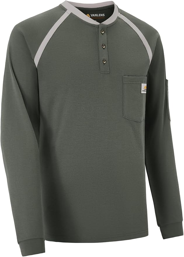 FR Shirts for Men Flame Resistant Shirts 6.5oz Light Weight Long Sleeve Fire Retardant Shirts CAT2/HRC2