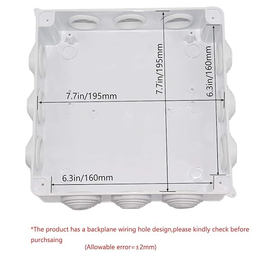 Zulkit Junction Box ABS Plastic Dustproof Waterproof IP65 Universal Electrical Boxes Project Enclosure White 7.9 x 7.9 x 3.1 inch (200 x 200 x 80mm)