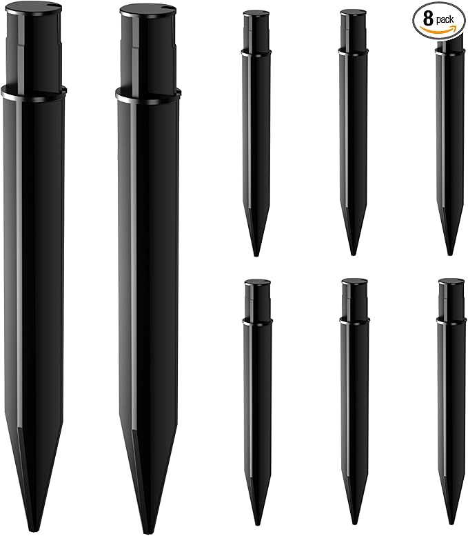 8 Pack Reinforced Ground Stakes, 0.83" x 8.27" Solar Lights Spikes, ABS Plastic Replacement Nails for Solar Pathway Lights Spot Lights Torch Lights Garden Lights