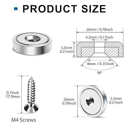 LOVIMAG 30LBS Neodymium Magnets, 24Pack Round Strong Rare Earth Magnets with Screws for Tool Room, Science and Wall Mounting-0.78 * 0.2 inch