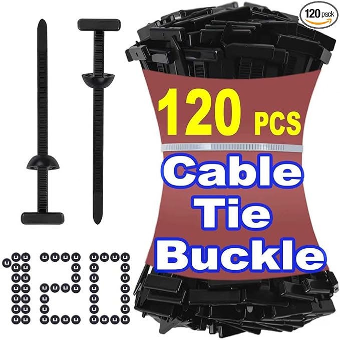 Cable Tie Buckle, Nylon Universal Cable Tie Buckle Zip Tie, 120 PCS, New T Nylon Automotive Clips for Car Fender, Engine Cover, Mudguard Fastener, Automotive Replacement Screw Fixing.