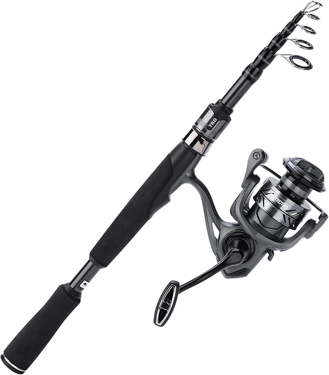 Telescopic Fishing Rod and Reel Combo-IM6 Carbon Fiber Collapsible Rod with Spinning Reel -CNC Spool, Waterproof - All-in-One Starter Kit with Tackle Box, Lures & Bag for Freshwater/Saltwater