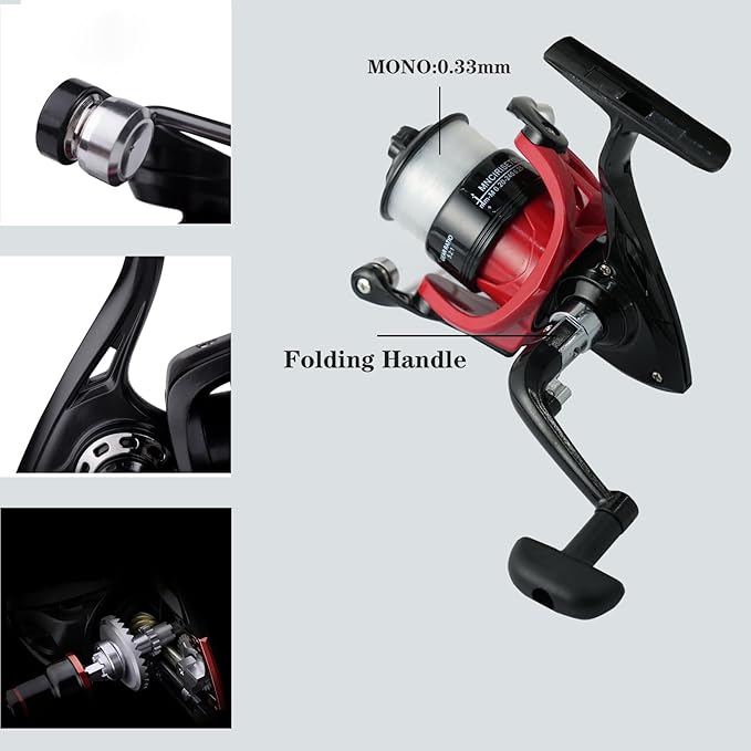 Fishing Pole, 6.9ft 2Pcs Collapsible Fishing Rods Set, Carbon Fiber Fishing Rod, 12 +1 Shielded Bearings Stainless Steel BB Spinning Reels Fishing Carrier Bag for Travel Saltwater Freshwater