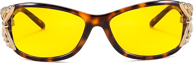 FEISEDY Classic Womens Night Glasses Driving Anti Glare Wrap Around Yellow Sunglasses B2548