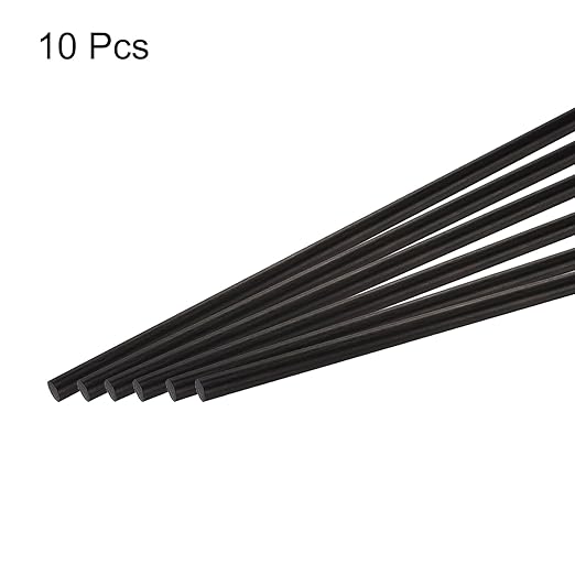 MECCANIXITY Carbon Fiber Rod, 6mm x 400mm Carbon Rod Bar for RC Plane DIY Craft Kite Wing Tube Quadcopter Arm Repair Pack of 10
